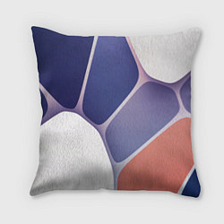 Подушка квадратная Узор из синих, фиолетовых, белых и оранжевых камне, цвет: 3D-принт