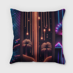 Подушка квадратная Неоновый тропический дождь, цвет: 3D-принт