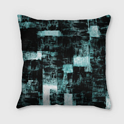 Подушка квадратная Абстракт голубой на чёрном, цвет: 3D-принт
