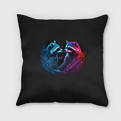 Подушка квадратная Влюбленные еноты, цвет: 3D-принт