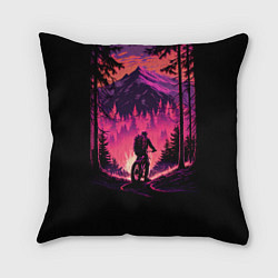 Подушка квадратная Велопрогулка на закате, цвет: 3D-принт