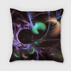 Подушка квадратная Магические фиолетовые волны и цветные космические, цвет: 3D-принт
