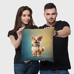 Подушка квадратная Корги молодец, цвет: 3D-принт — фото 2
