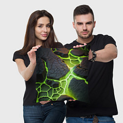 Подушка квадратная Зеленая неоновая лава, цвет: 3D-принт — фото 2