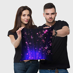 Подушка квадратная Звездочки в неоновой подсветке, цвет: 3D-принт — фото 2