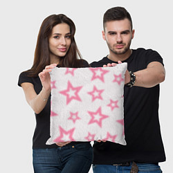 Подушка квадратная Pink and white stars, цвет: 3D-принт — фото 2