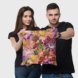 Подушка квадратная Райские цветы, цвет: 3D-принт — фото 2