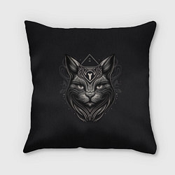 Подушка квадратная Чёрно-белый орнамент кота