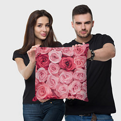 Подушка квадратная Чайная пыльная роза - нежно розовый цветок, цвет: 3D-принт — фото 2