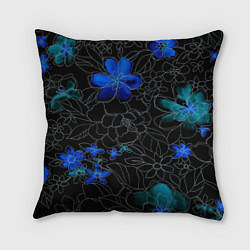 Подушка квадратная Неоновые цветы, цвет: 3D-принт