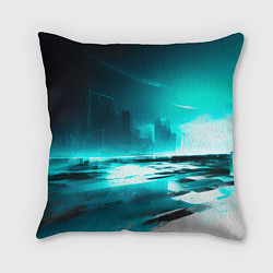 Подушка квадратная Лазурный город, цвет: 3D-принт