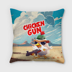Подушка квадратная Chicken Gun, цвет: 3D-принт