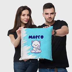 Подушка квадратная Марго белый мишка, цвет: 3D-принт — фото 2