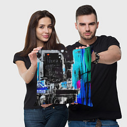 Подушка квадратная Абстракция, черно-синие цвета, от нейросети, цвет: 3D-принт — фото 2