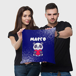 Подушка квадратная Марго панда с сердечком, цвет: 3D-принт — фото 2