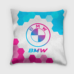 Подушка квадратная BMW neon gradient style, цвет: 3D-принт