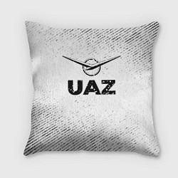Подушка квадратная UAZ с потертостями на светлом фоне, цвет: 3D-принт