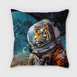 Подушка квадратная Тигр космонавт на далекой планете, цвет: 3D-принт