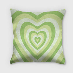 Подушка квадратная Зеленые сердца - индикид паттерн, цвет: 3D-принт