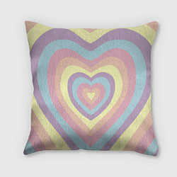 Подушка квадратная Сердца пастельные оттенки, цвет: 3D-принт