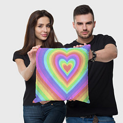 Подушка квадратная Сердце - пастельные цвета, цвет: 3D-принт — фото 2