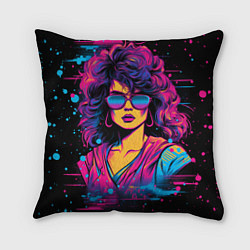 Подушка квадратная Lady - retrowave style