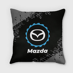 Подушка квадратная Mazda в стиле Top Gear со следами шин на фоне, цвет: 3D-принт