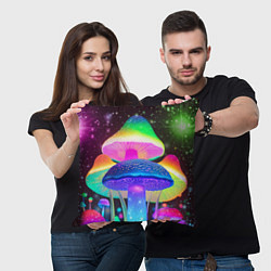 Подушка квадратная Волшебные светящиеся грибы и звезды, цвет: 3D-принт — фото 2