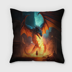 Подушка квадратная Огненный дракон и рыцарь, цвет: 3D-принт