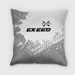 Подушка квадратная Exeed speed на светлом фоне со следами шин: символ, цвет: 3D-принт