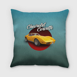 Подушка квадратная Американский спорткар Chevrolet Corvette Stingray, цвет: 3D-принт