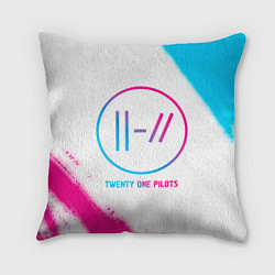 Подушка квадратная Twenty One Pilots neon gradient style, цвет: 3D-принт