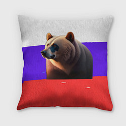 Подушка квадратная Медведь на флаге России, цвет: 3D-принт