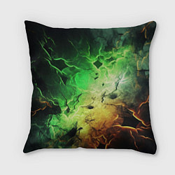 Подушка квадратная Зеленый взрыв, цвет: 3D-принт