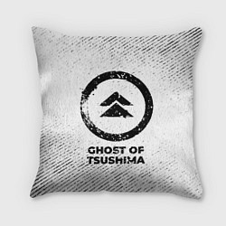 Подушка квадратная Ghost of Tsushima с потертостями на светлом фоне, цвет: 3D-принт