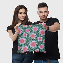 Подушка квадратная Цветы с оптическим эффектом, цвет: 3D-принт — фото 2