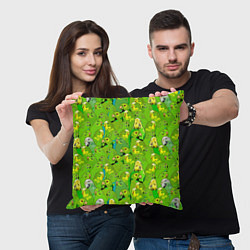 Подушка квадратная Зеленые волнистые попугайчики, цвет: 3D-принт — фото 2
