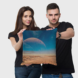 Подушка квадратная Пустыня и очертания планеты, цвет: 3D-принт — фото 2