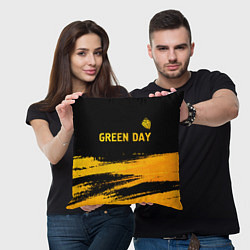 Подушка квадратная Green Day - gold gradient: символ сверху, цвет: 3D-принт — фото 2