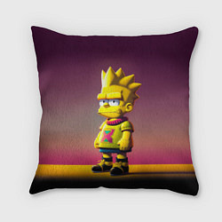 Подушка квадратная Барт Симпсон - нейросеть, цвет: 3D-принт