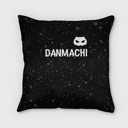 Подушка квадратная DanMachi glitch на темном фоне: символ сверху, цвет: 3D-принт
