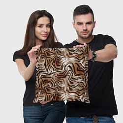 Подушка квадратная Меховая шкура тигра, цвет: 3D-принт — фото 2