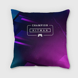 Подушка квадратная Hitman gaming champion: рамка с лого и джойстиком, цвет: 3D-принт