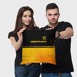 Подушка квадратная CreepyPasta - gold gradient: символ сверху, цвет: 3D-принт — фото 2