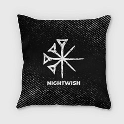 Подушка квадратная Nightwish с потертостями на темном фоне, цвет: 3D-принт