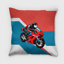 Подушка квадратная Нарисованный мотоциклист, цвет: 3D-принт