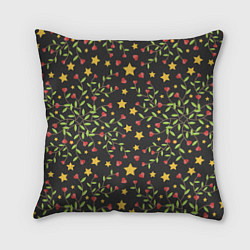 Подушка квадратная Листочки и звёзды, цвет: 3D-принт