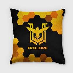 Подушка квадратная Free Fire - gold gradient, цвет: 3D-принт