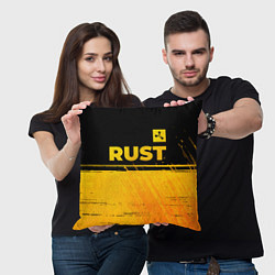 Подушка квадратная Rust - gold gradient: символ сверху, цвет: 3D-принт — фото 2