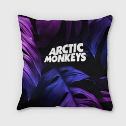 Подушка квадратная Arctic Monkeys neon monstera, цвет: 3D-принт